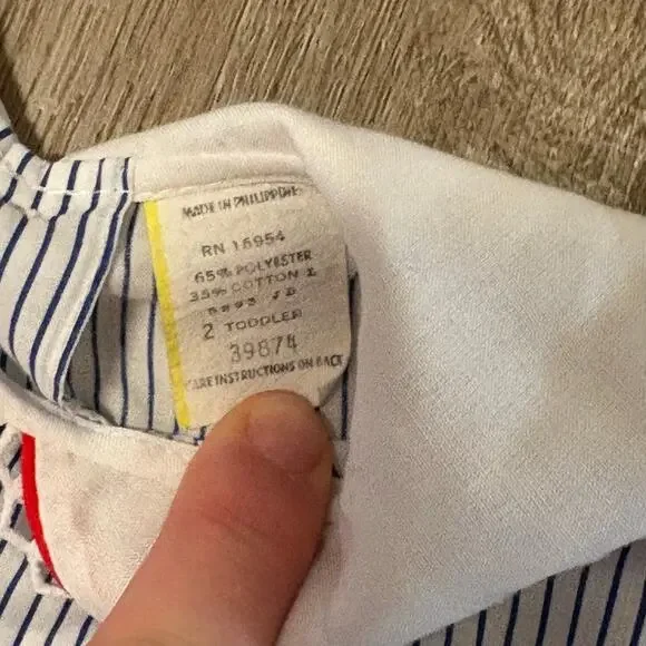 Smocked Sailboat Dress 2T Nautical Peter Pan Collar - Picture 6 of 9